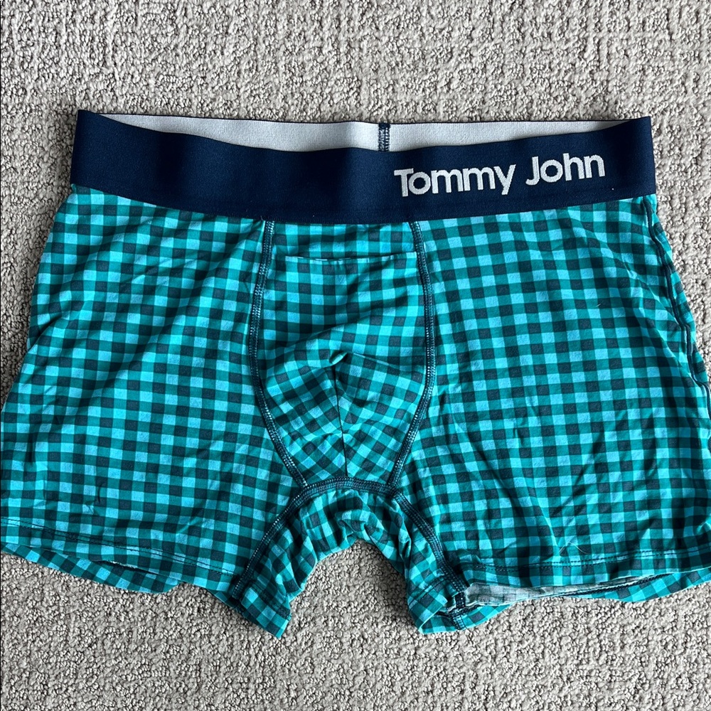 Tommy John Teal Checkered Boxer Briefs